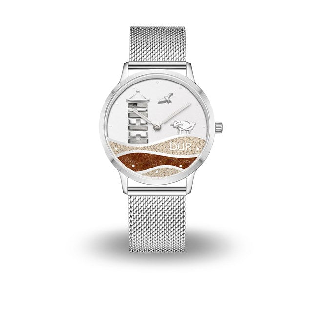 DUR Uhr 40er "Pilsumer Leuchtturm" Strandsand/Bernsteinsand