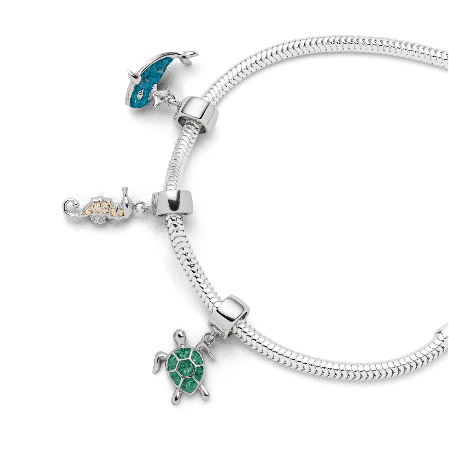 DUR Schmuck: Charm "Turtle" Silber 925 rhodiniert mit grünem Steinsand F290
