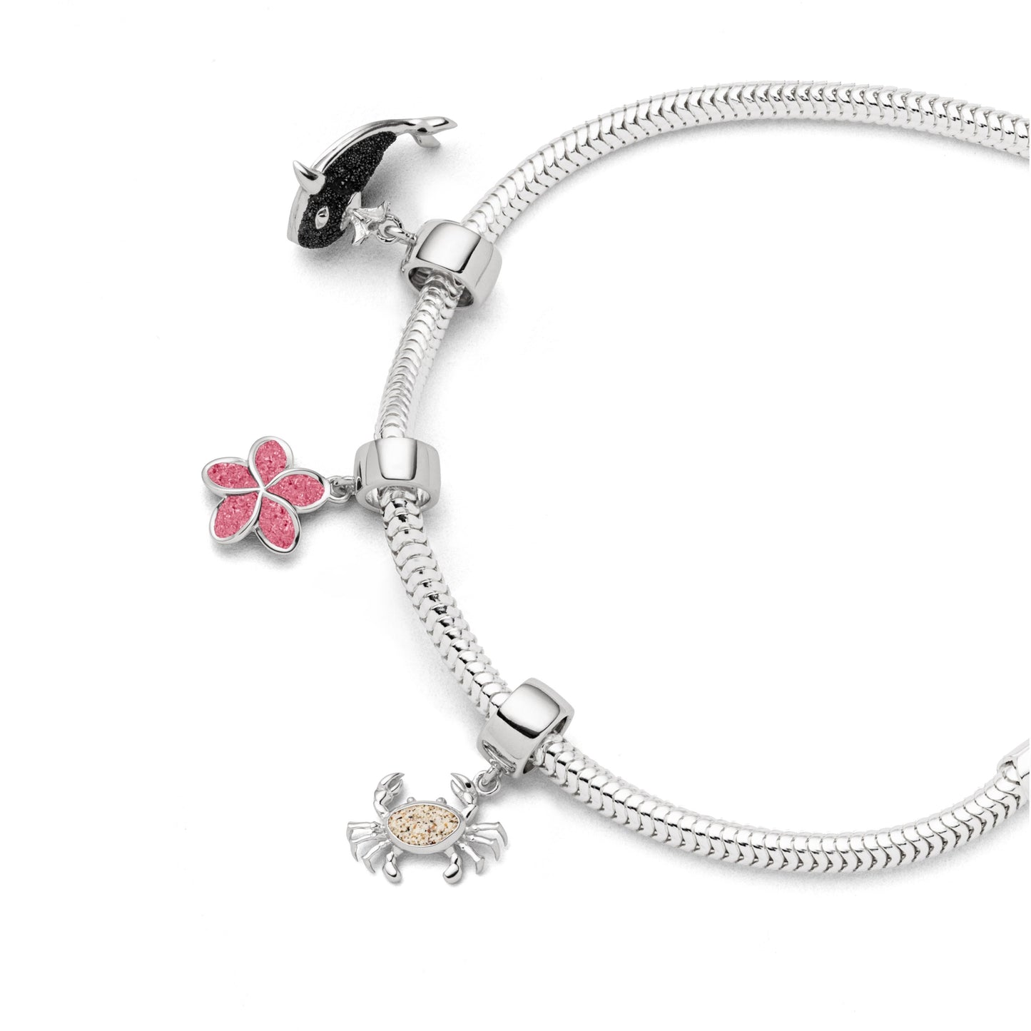 DUR Schmuck: Charm "Krabbe" Silber 925 rhodiniert mit Strandsand F314