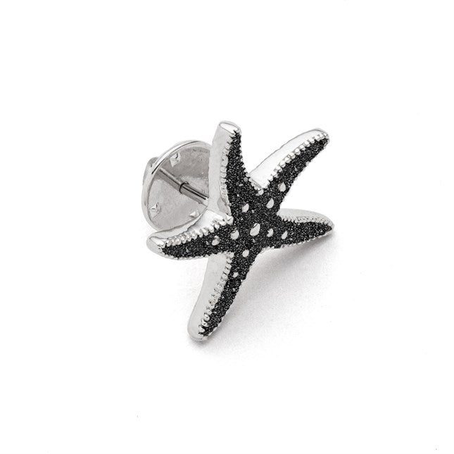 Anstecker „Seestern“, Edelstahl, gefüllt mit Lavasand.