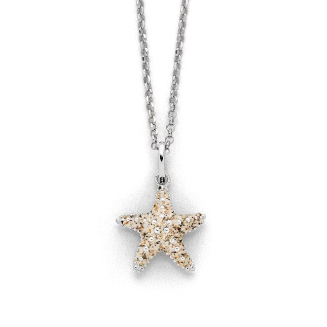DUR Schmuck: Kette "Seestern" Silber 925 rhodiniert mit Strandsand K2828
