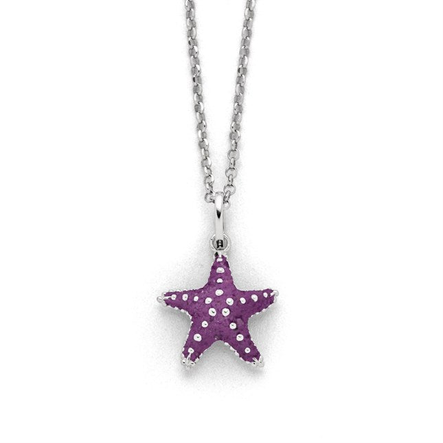 DUR Schmuck: Kette "Seestern" Silber 925 rhodiniert mit lila Steinsand K2832