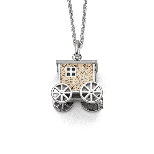 DUR Schmuck: Anhänger "Badekarren Norderney" Silber 925 rhodiniert mit Strandsand P4208