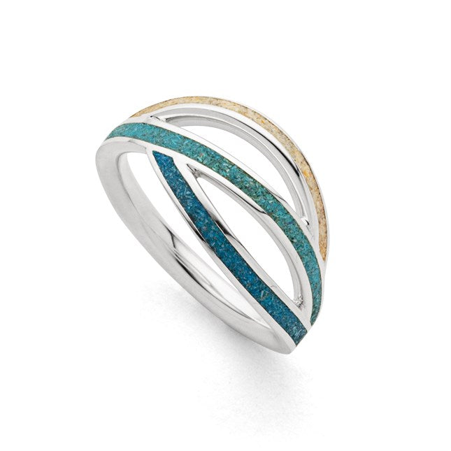 DUR Ring "Ocean Stream" Strandsand/blauer Steinsand