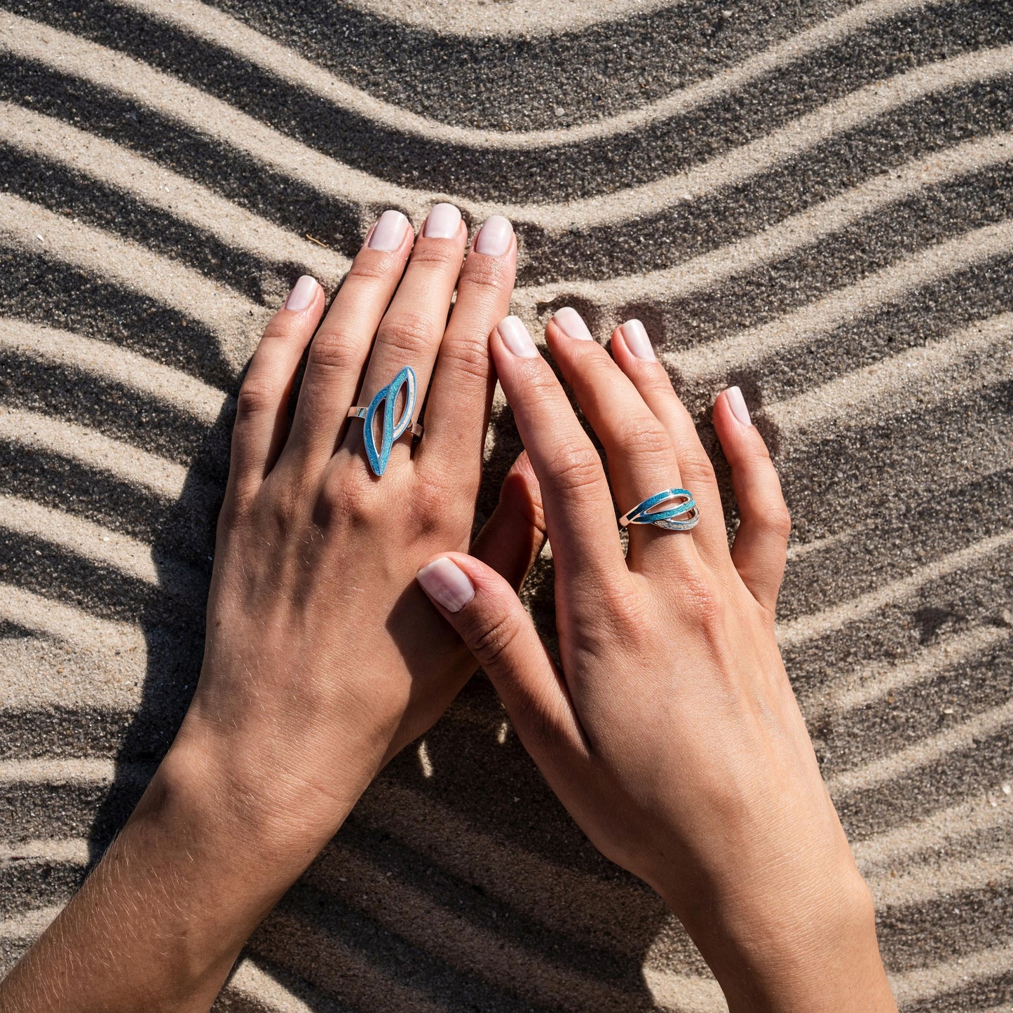 DUR Ring "Ocean Stream" Strandsand/blauer Steinsand