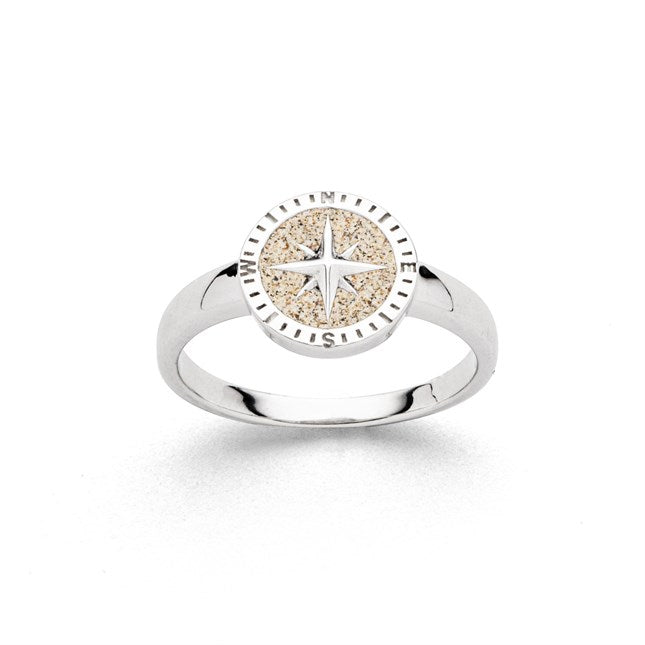 DUR Schmuck: Ring "Kompassrose 2.0" Silber 925 mit Strandsand R5970
