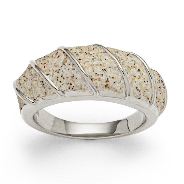 Silberring Bali mit Strandsand-Füllung und poliertem 925er Sterling-Silber