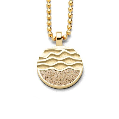 Strandwellen Anhänger mit Strandsand und Silber vergoldet