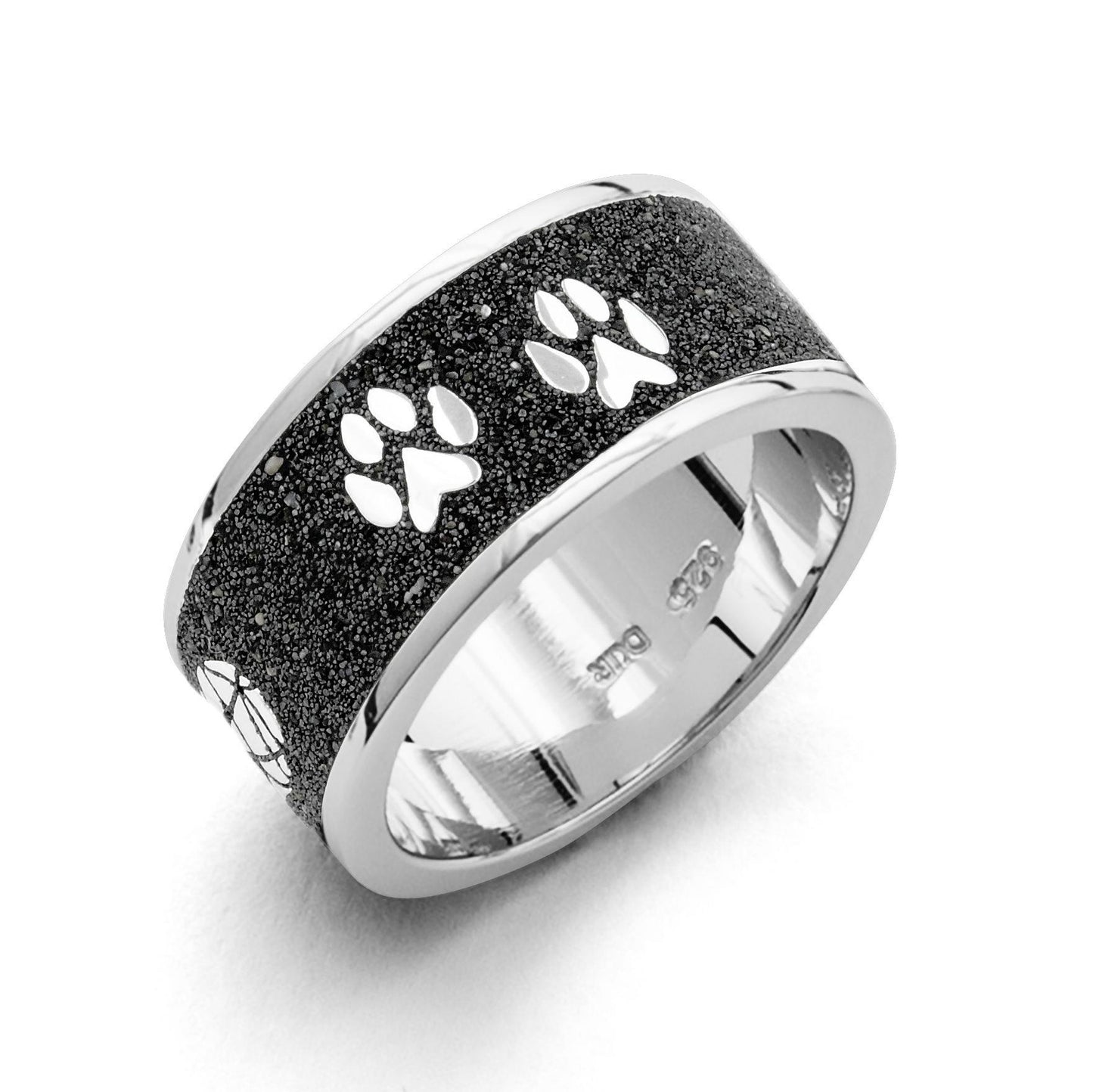 DUR Schmuck: Ring "Sandkatze" Silber 925 rhodiniert mit Lavasand R4689