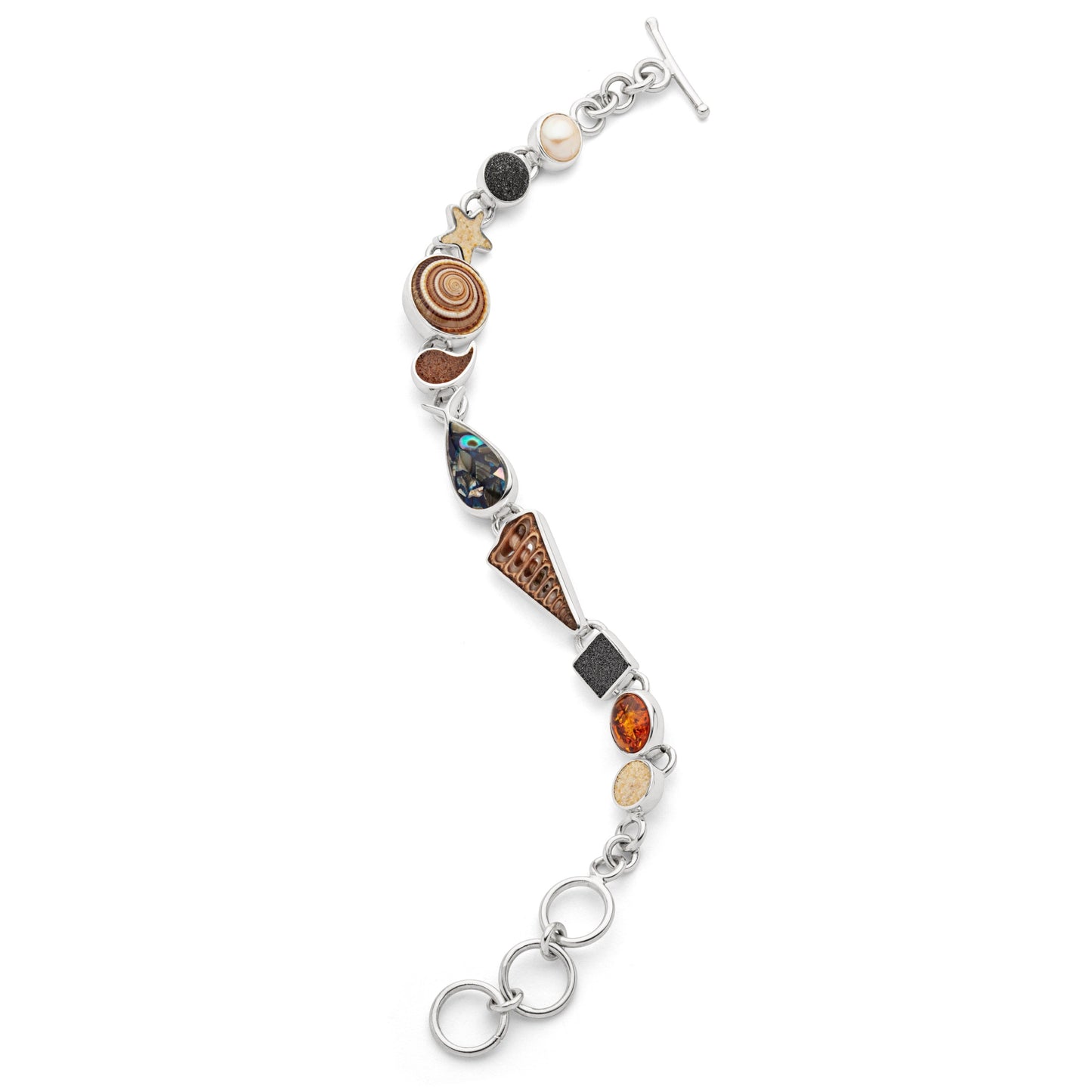 DUR Schmuck: Armband "Strandrausch 3.0" Silber 925 mit Strand & Lavasand & Elemente A1750