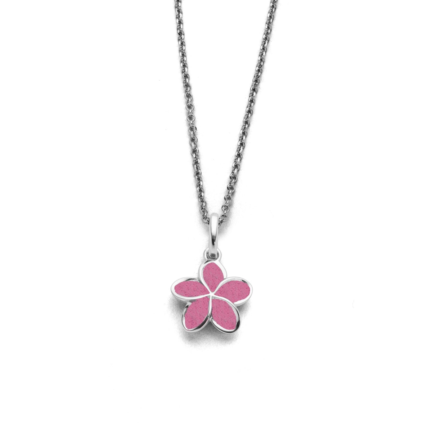 DUR Schmuck: Kette "Plumeria Blüte" Silber 925 rhodiniert mit Steinsand in rosa K2810