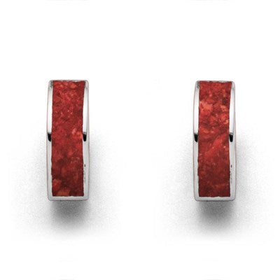 DUR Schmuck: Ohrringe "Sandcreole" "Marina breit" Silber 925 rhodiniert mit Korallensand O5365