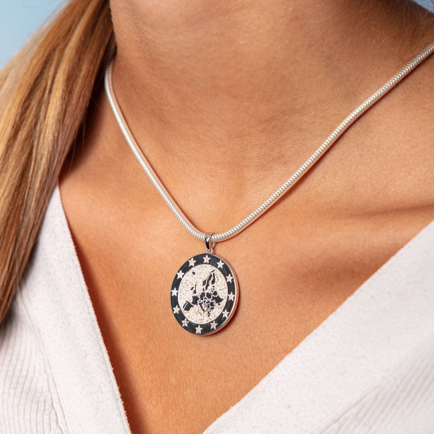 DUR Schmuck Anhänger "Europa" Silber 925 mit Strandsand P3922