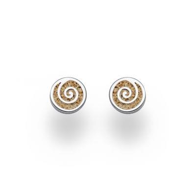 DUR Schmuck: Ohrstecker ''Sandspirale 2.0'' Silber 925 rhodiniert mit Strandsand O5214