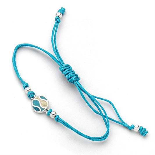 DUR Schmuck: Cotton-Arm. "Strandwellen" Strandsand/Steinsand blau
