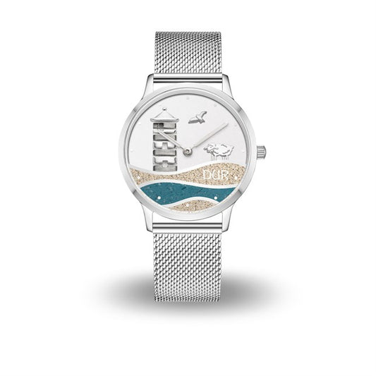 DUR Uhr 36er "Pilsumer Leuchtturm" Strandsand/Blauer Steinsand