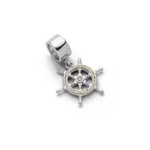 Lade das Bild in den Galerie-Viewer, DUR Schmuck Charm &quot;Steuerrad&quot; Silber 925 rhodiniert mit Strandsand und Zirkonia F260
