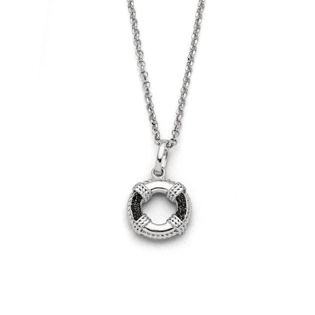 DUR Schmuck: Kette "Rettungsring" Silber 925 rhodiniert mit Lavasand K2692