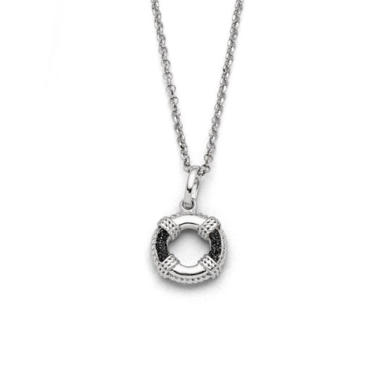 DUR Schmuck: Kette "Rettungsring" Silber 925 rhodiniert mit Lavasand K2692