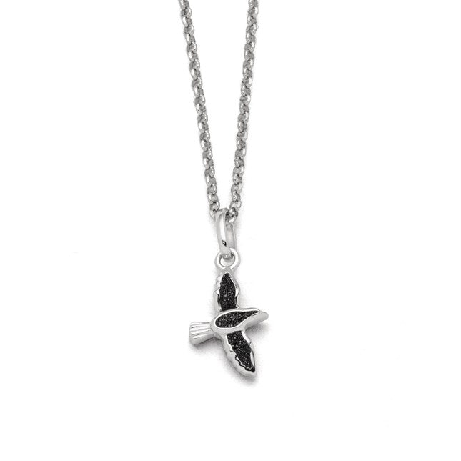 DUR Schmuck: Kette "Möwe" Silber 925 rhodiniert mit Lavasand K2766