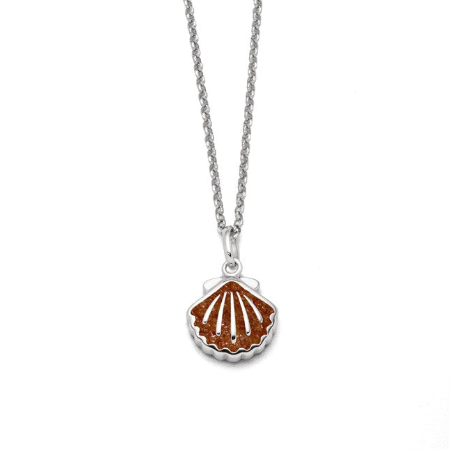 DUR Schmuck: Kette "Muschel" Silber 925 rhodiniert mit Bernstein K2803