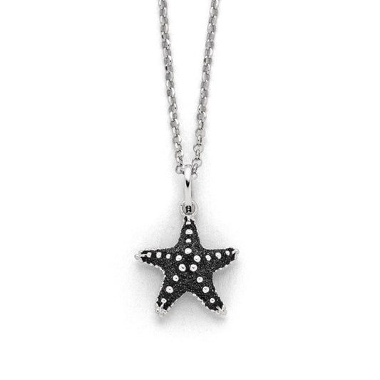 DUR Schmuck: Kette "Seestern" Silber 925 rhodiniert mit Lavasand K2829