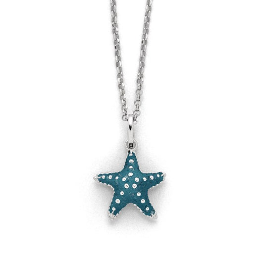 DUR Schmuck: Kette "Seestern" Silber 925 rhodiniert mit blauem Steinsand K2830