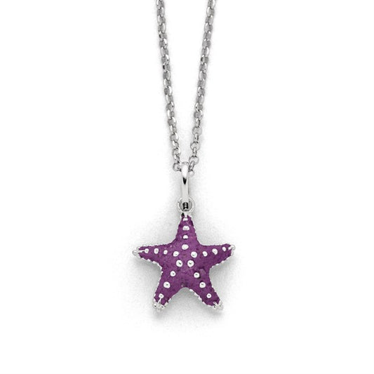DUR Schmuck: Kette "Seestern" Silber 925 rhodiniert mit lila Steinsand K2832