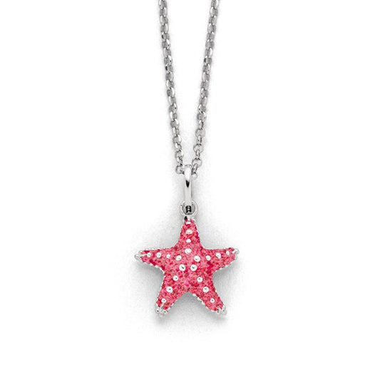 DUR Schmuck: Kette "Seestern" Silber 925 rhodiniert mit rosa Steinsand K2833