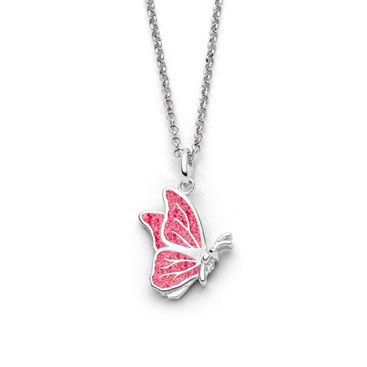 DUR Schmuck: Kette "Schmetterling" Silber 925 rhodiniert mit rosa Steinsand K2873