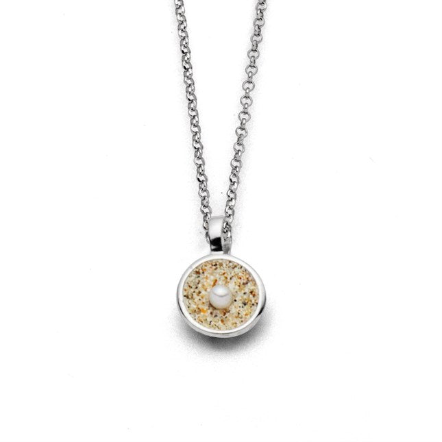 DUR Schmuck: Kette "Sandschale" Silber 925 rhodiniert mit Strandsand & Perle K2424
