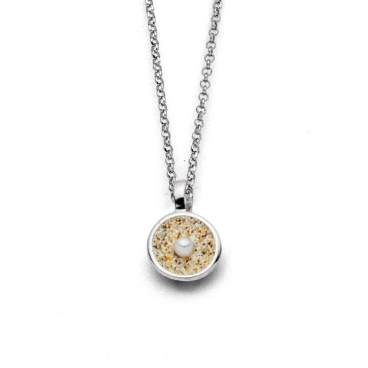 DUR Schmuck: Kette "Sandschale" Silber 925 rhodiniert mit Strandsand & Perle K2424