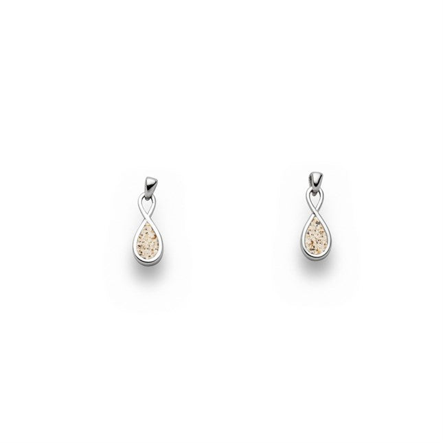 Ohrring „Forever“, rhodiniertes 925er Sterlingsilber, Unendlichkeitsschleife, Strandsand.