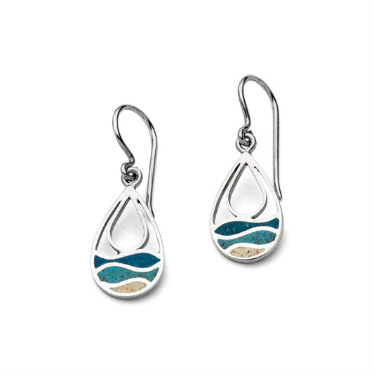 DUR Ohrring "Strandwellen" Drop Strandsand / blauer Steinsand