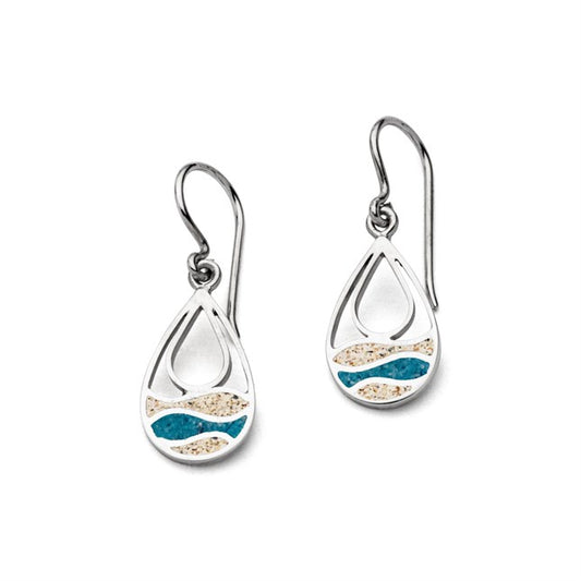 DUR Ohrring "Strandwellen" Drop Strandsand / blauer Steinsand