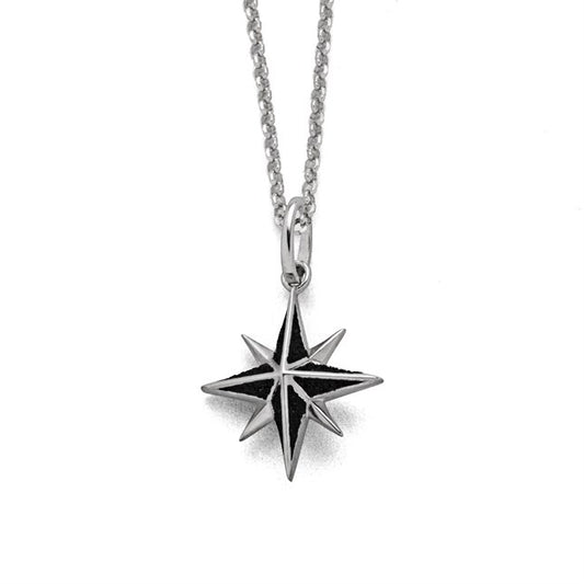 DUR Schmuck: Anhänger "Kompassrose" Silber 925 rhodiniert mit Lavasand P4194