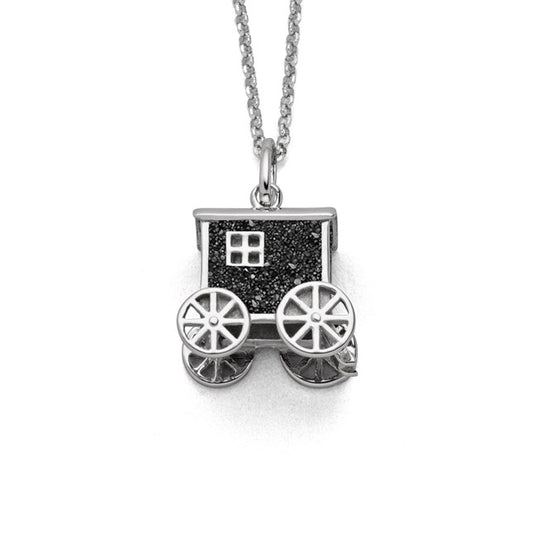 DUR Schmuck: Anhänger "Badekarren Norderney" Silber 925 rhodiniert mit Lavasand P4209