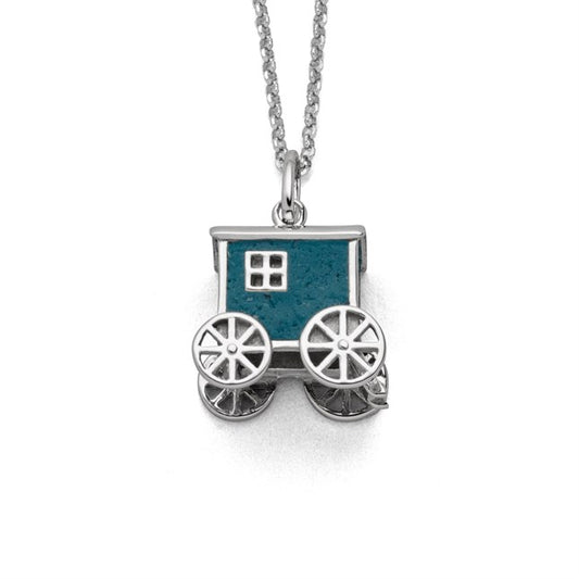 DUR Schmuck: Anhänger "Badekarren Norderney" Silber 925 rhodiniert mit Lavasand P4210