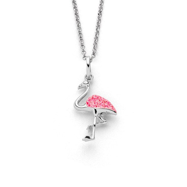 DUR Schmuck: Kette "Flamingo" Silber 925 rhodiniert mit rosa Steinsand P4324