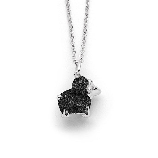 DUR Schmuck: Anhänger "Schaf" Silber 925 rhodiniert mit Lavasand P4326