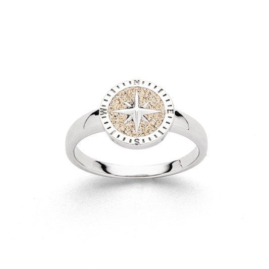 DUR Schmuck: Ring "Kompassrose 2.0" Silber 925 mit Strandsand R5970