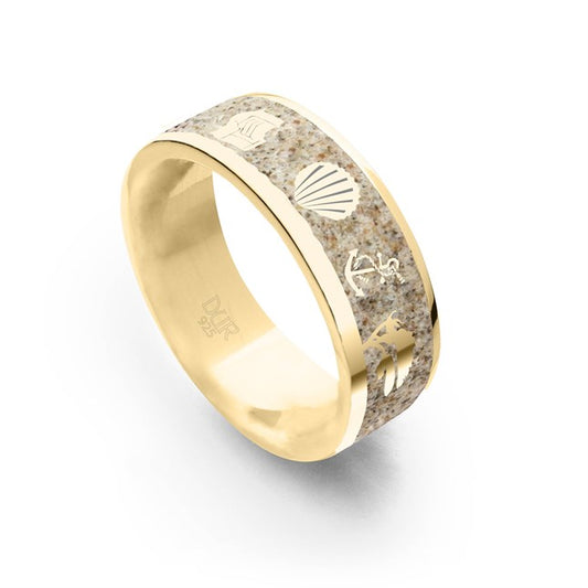 DUR Ring "Ostsee" 7 mm Strandsand vergoldet