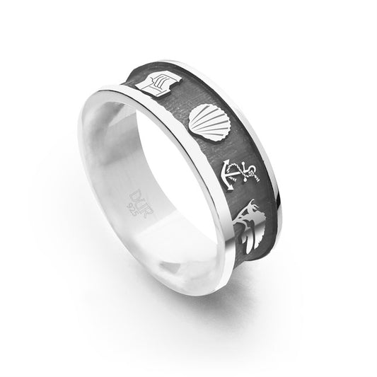 DUR Ring "Ostsee" 7 mm dunkel rhodiniert
