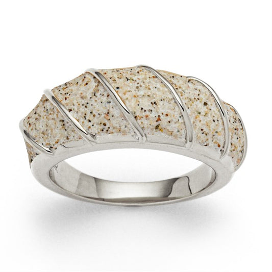 Silberring Bali mit Strandsand-Füllung und poliertem 925er Sterling-Silber