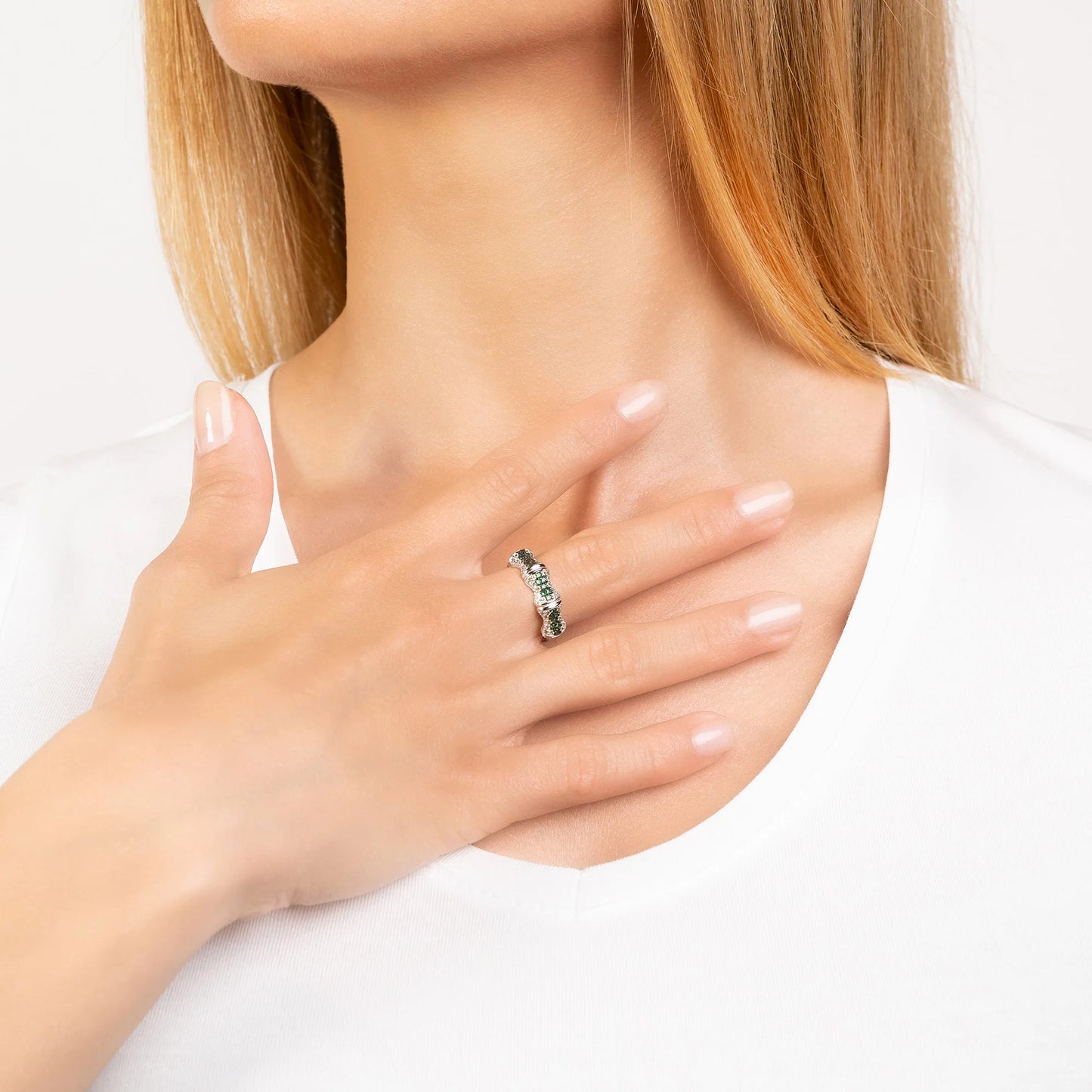 Seinerzeit Emerald Bambus Ring