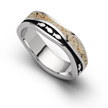 Lade das Bild in den Galerie-Viewer, DUR Schmuck: Ring &quot;Fischschwarm&quot; Silber 925 rhodiniert mit Strand &amp; Lavasand R5666
