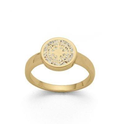 DUR Schmuck:Ring "Kompass" Silber 925 vergoldet mit Strandsand R5286