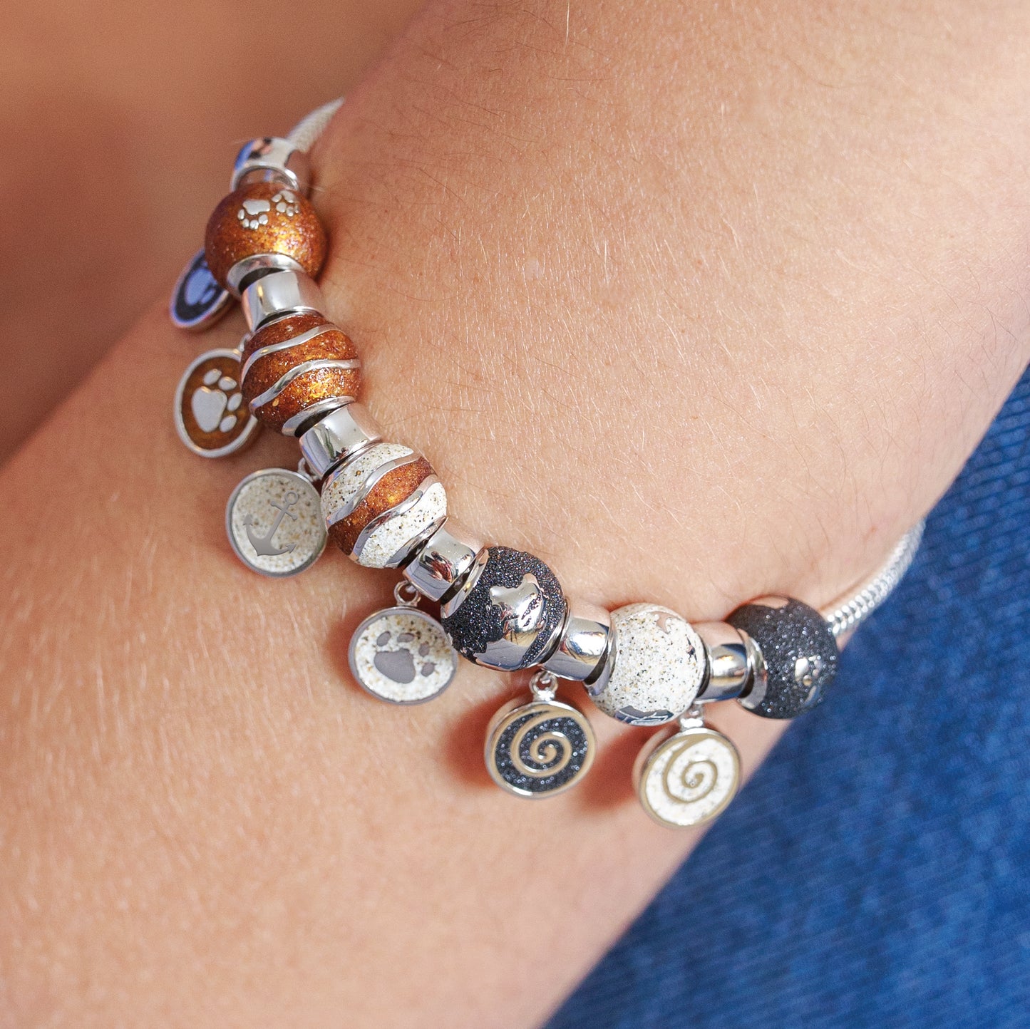DUR Schmuck Charm "Hoffnung 2.0 " Silber 925 rhodiniert mit Strandsand F270
