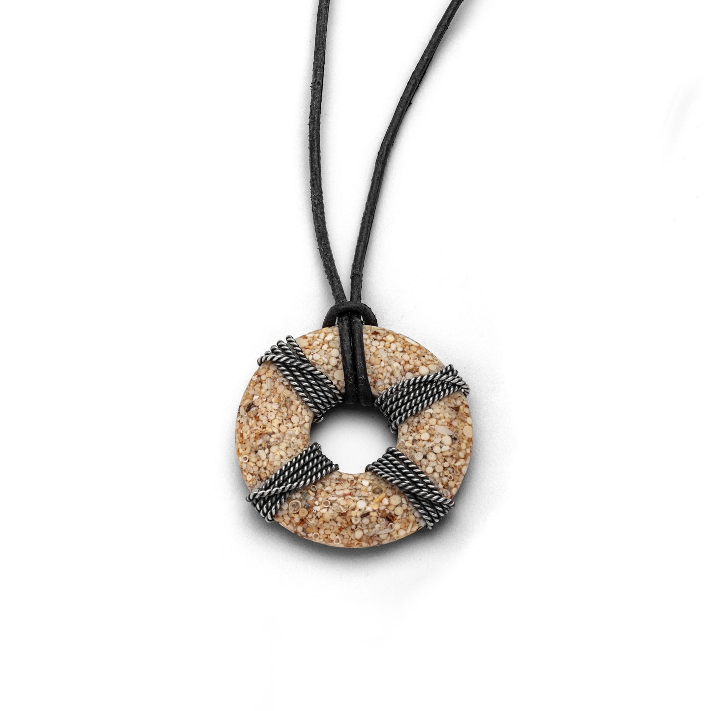 DUR Schmuck: Kette "Rettungsring" Sand Silber 925 mit Strandsand K2656