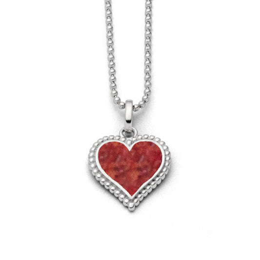 DUR Schmuck: Kette "Herz" Silber 925  rhodiniert mit Koralle K2706